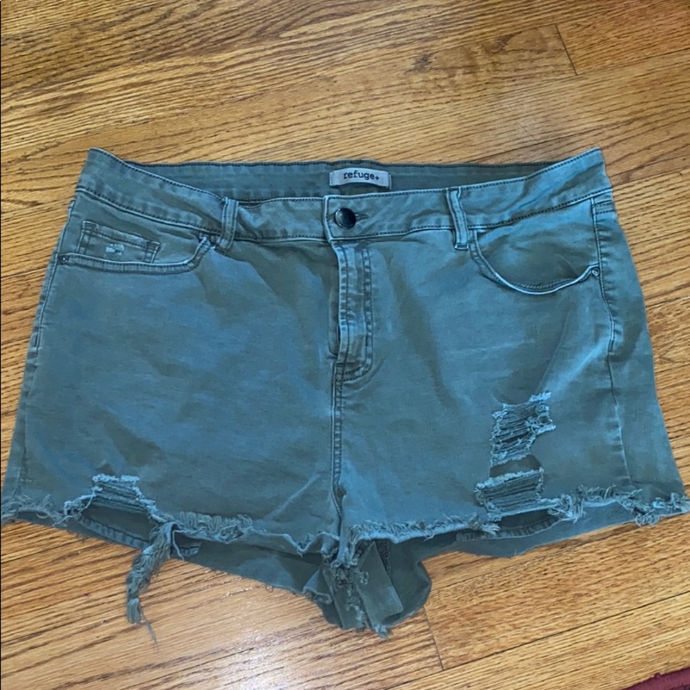 Charlotte Russe - army green denim shorts💚